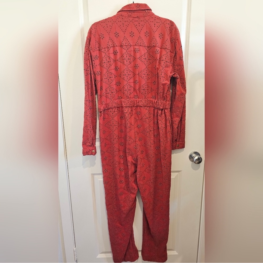 Rust Eyelet Utility Jumpsuit - Picture 5 of 6